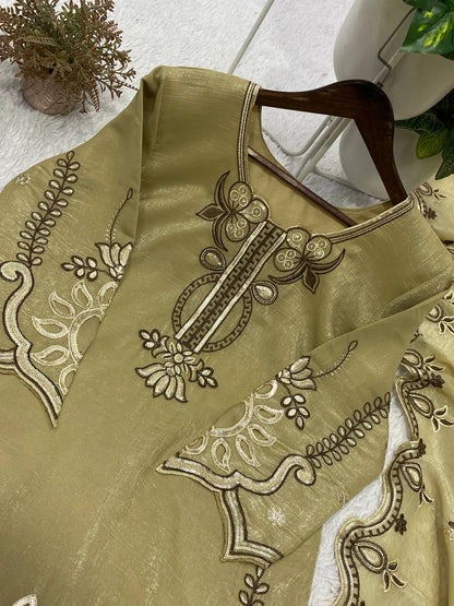 Crunchy Embroidered Plazzo Suit Set