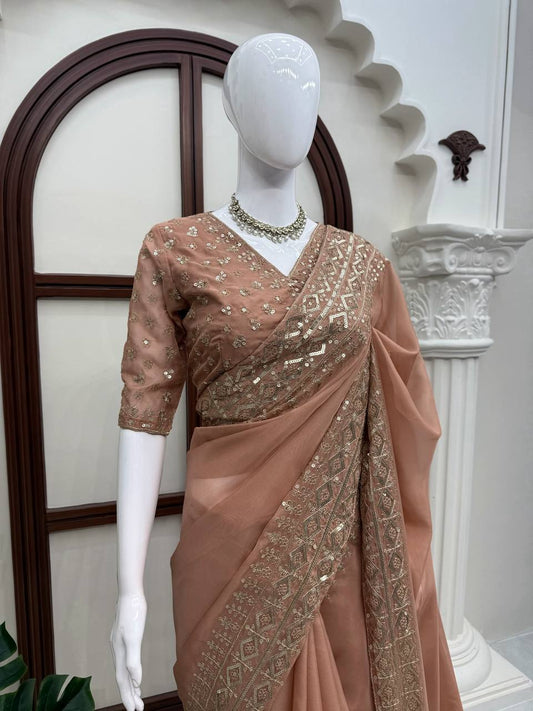 Tibby Silk Embroidered Saree Set