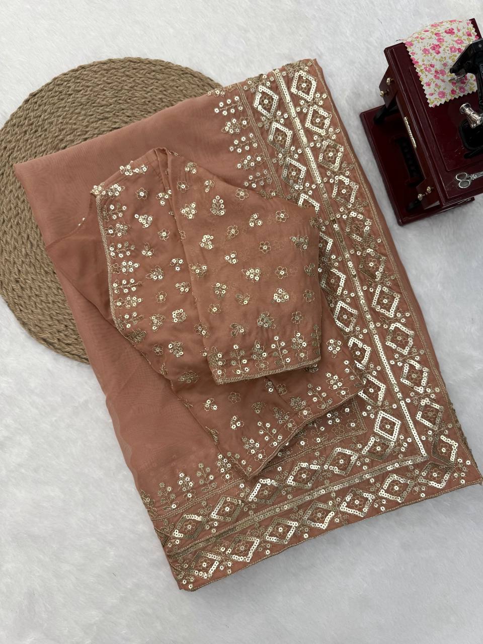 Tibby Silk Embroidered Saree Set