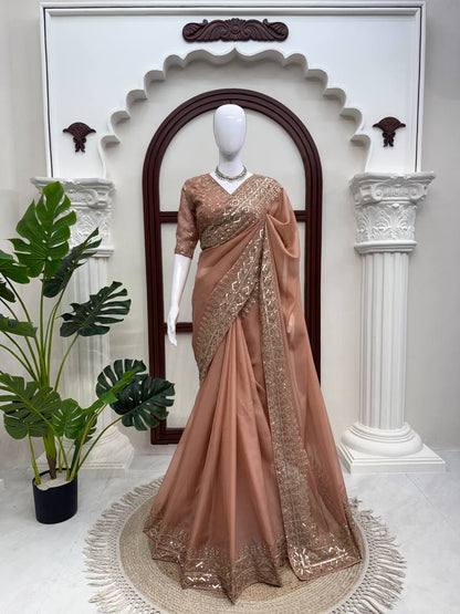Tibby Silk Embroidered Saree Set