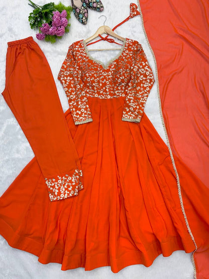 Georgette Sequence Embroidered Gown Suit Set