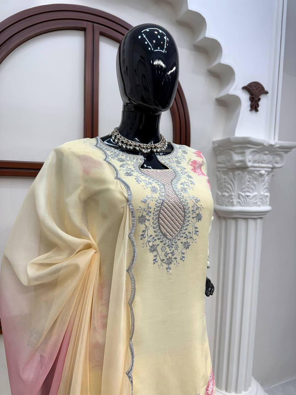 Heavy Rayon Embroidered Plazzo Suit Set