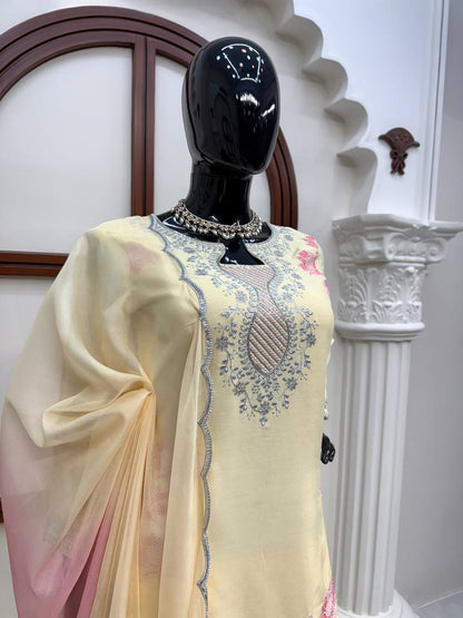 Heavy Rayon Embroidered Plazzo Suit Set