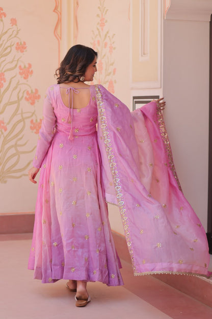 New & Fancy Look Organza Zari Work Gown