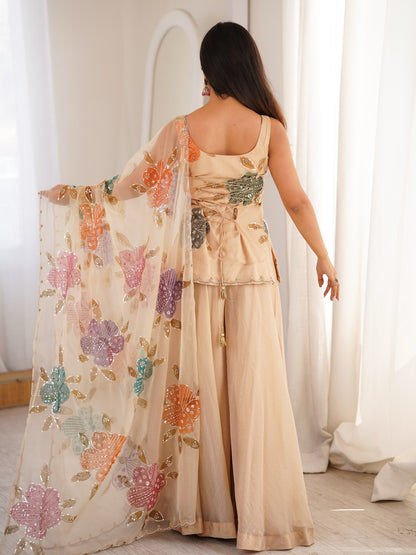 Tibby Organza Silk Printed Plazzo Suit Set