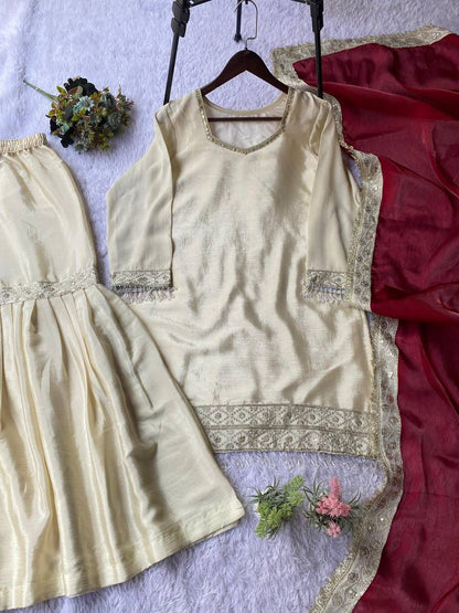 Chinon Embroidered Sharara Suit Set