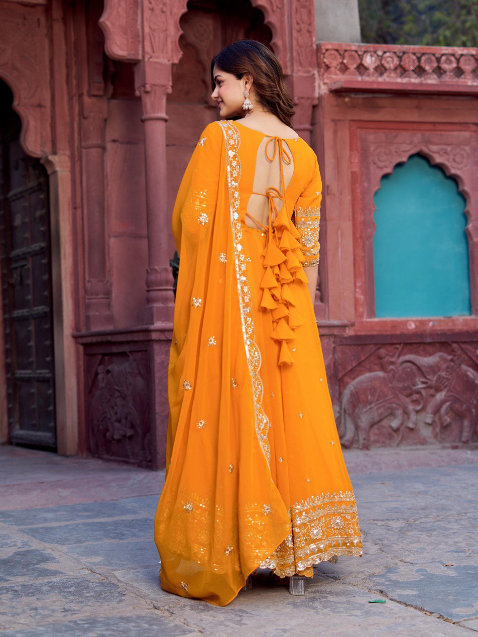 Faux GeorgetteThread With Sequence Work Gown
