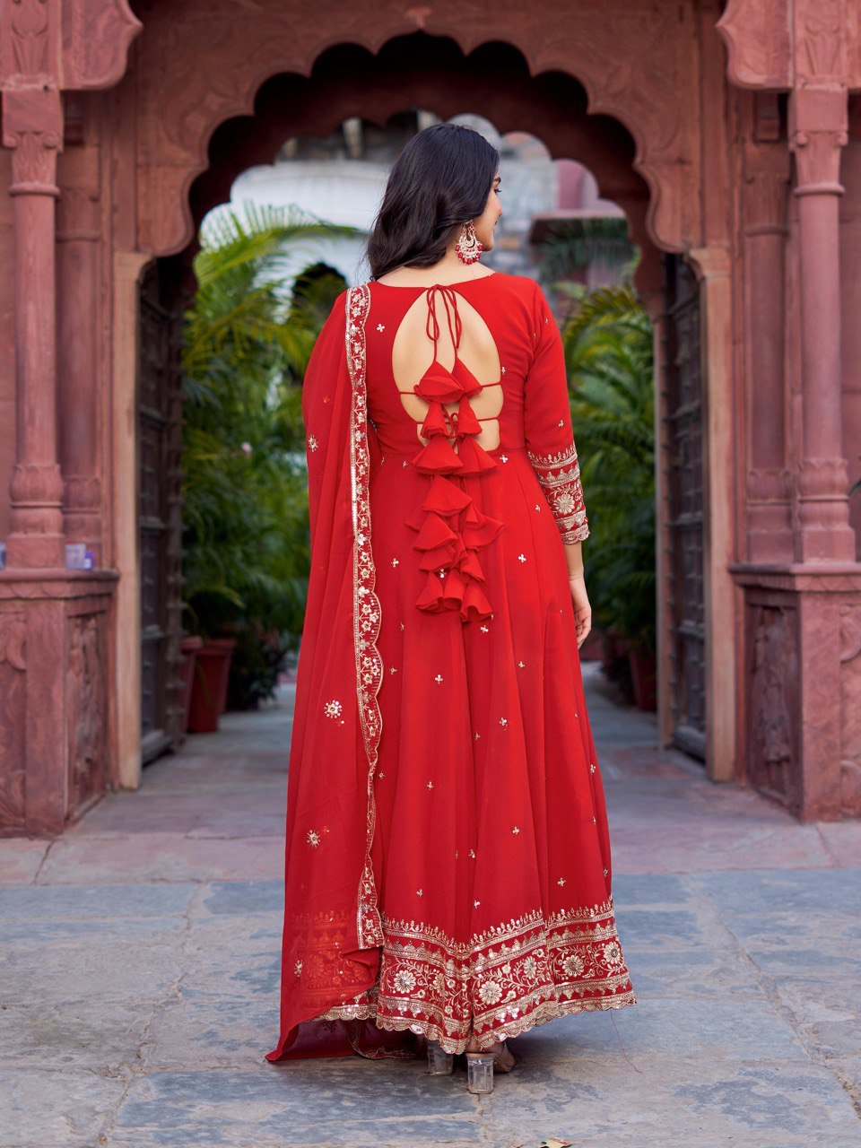 Faux GeorgetteThread With Sequence Work Gown