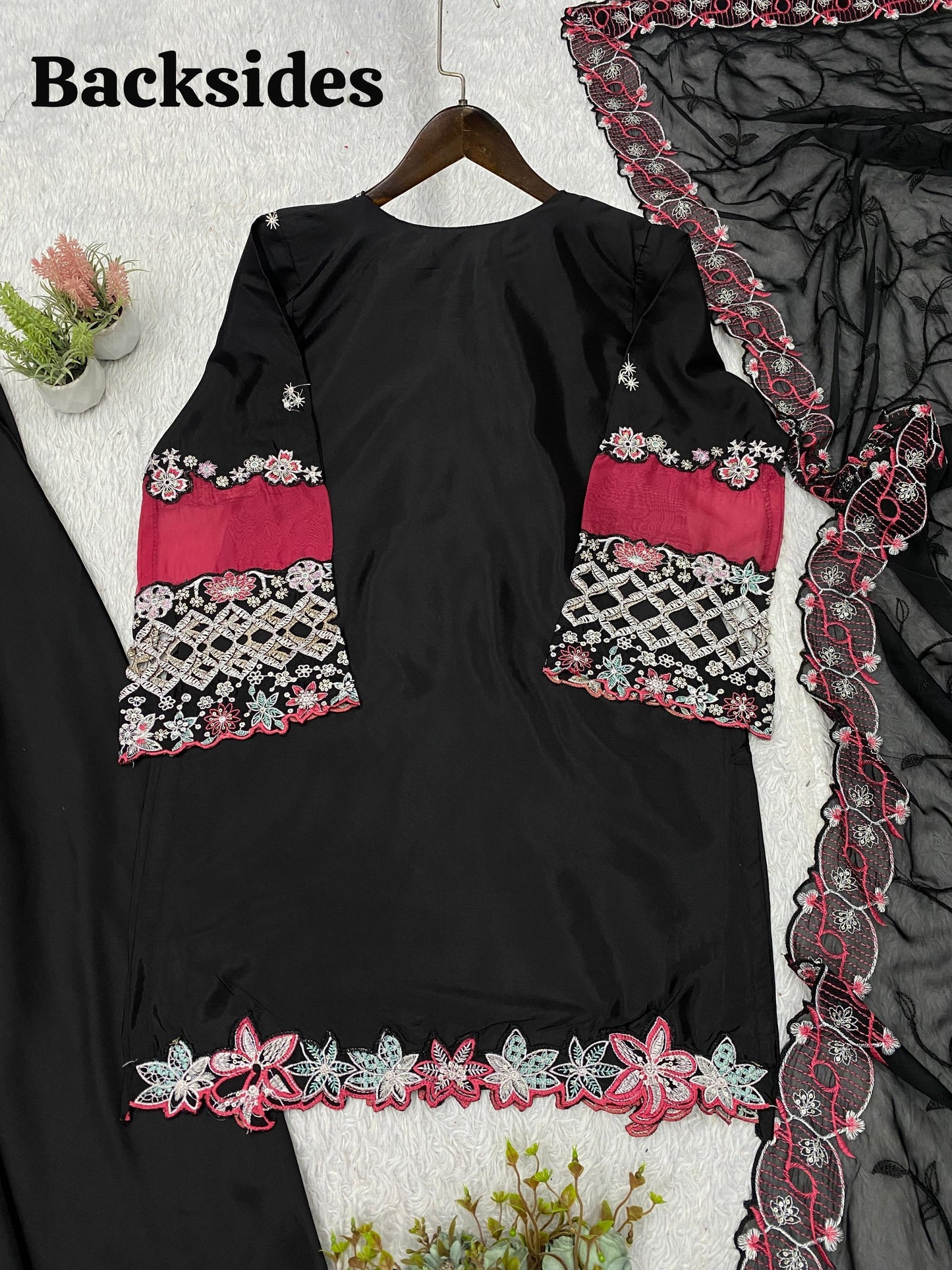 Crepe Silk Sequins Embroidered Palazzo Suit Set