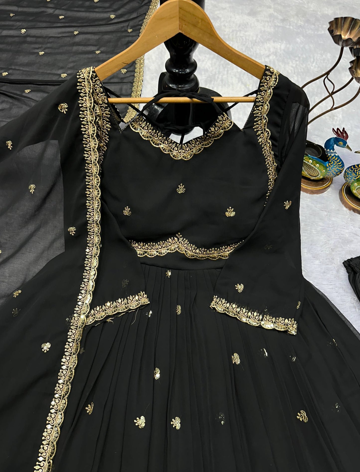 Red Color Foux Georgette Embroidery Work Gown