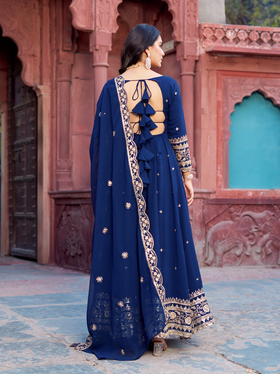 Faux GeorgetteThread With Sequence Work Gown