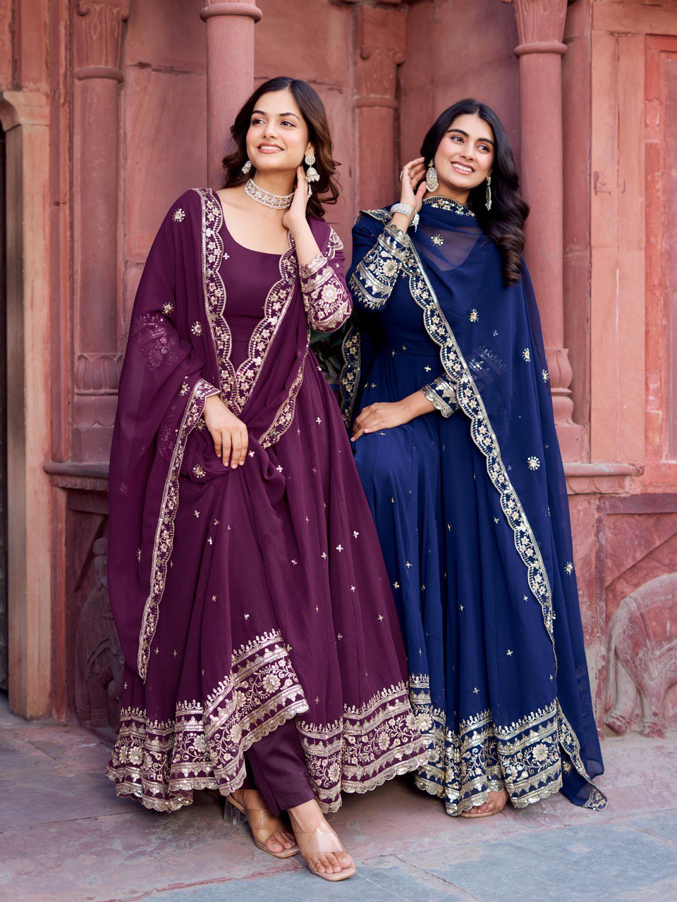 Faux GeorgetteThread With Sequence Work Gown
