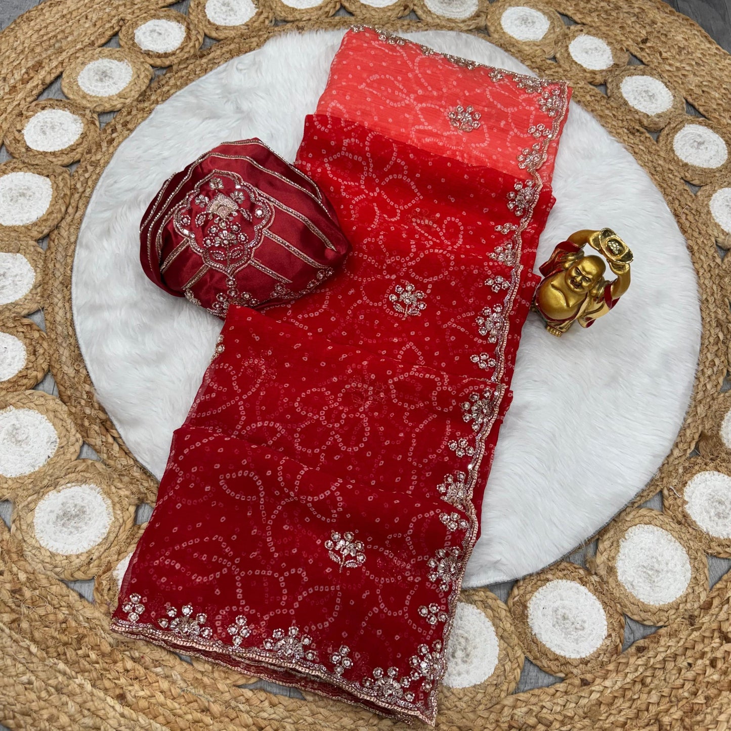 Pure Waree Chiffon Handwork Saree