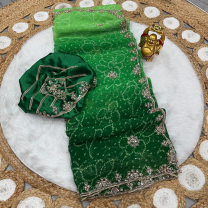 Pure Waree Chiffon Handwork Saree