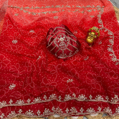 Pure Waree Chiffon Handwork Saree
