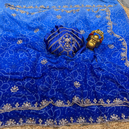 Pure Waree Chiffon Handwork Saree