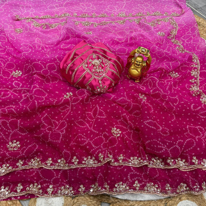 Pure Waree Chiffon Handwork Saree