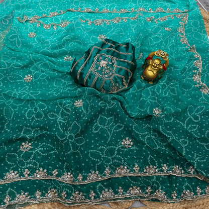 Pure Waree Chiffon Handwork Saree