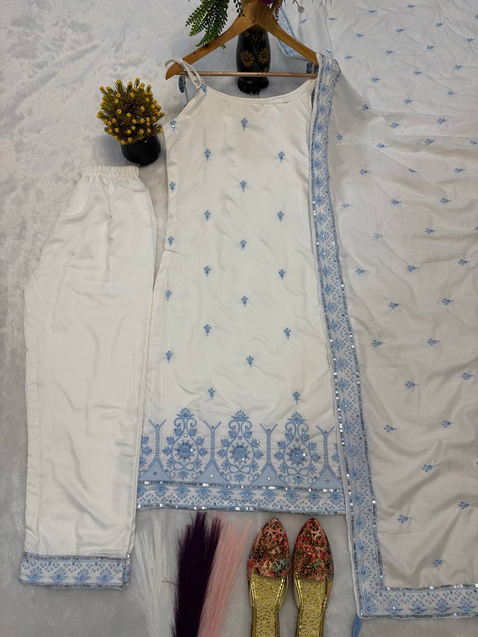 Maska Cotton Silk Embroidered Suit Set