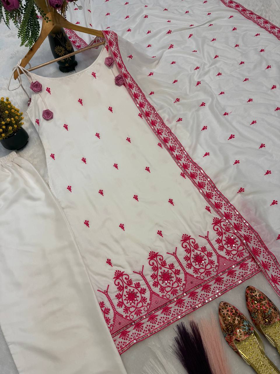 Maska Cotton Silk Embroidered Suit Set