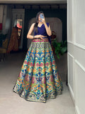 PEACOCK WORK BANARASI SILK ZARI WEAVING LEHENGA CHOLI