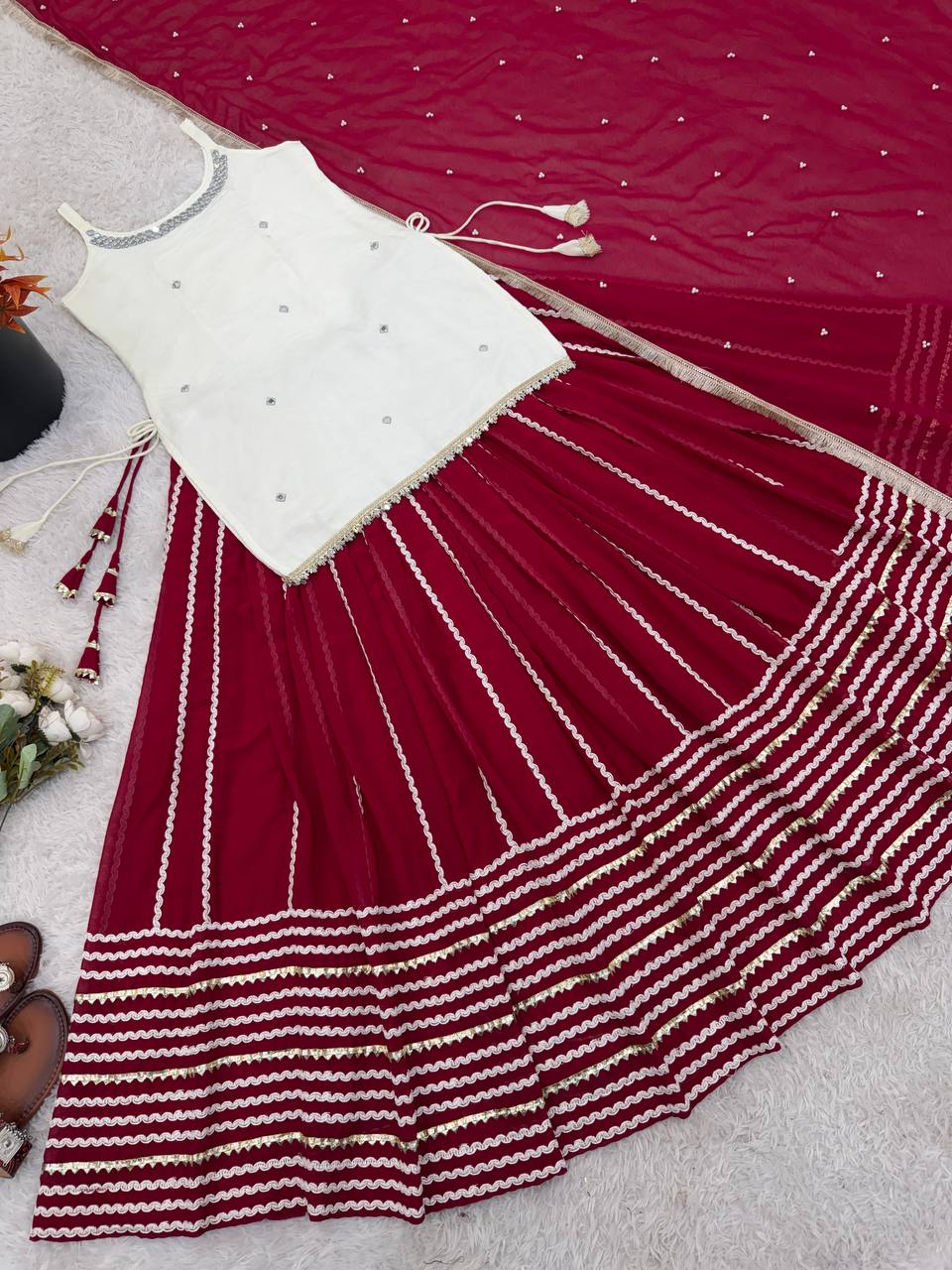 Fendy Silk Mirror Work Lehenga Set