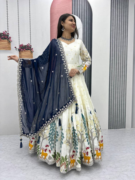 Micro Cotton Pure Tissue Silk Sequence Wokr Lehenga Choli