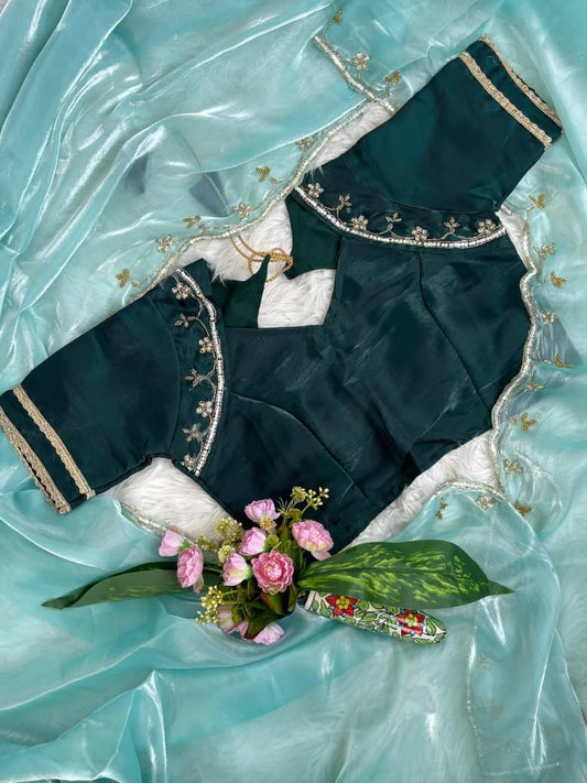 Beautifull Rimzim Silk With Beautifull Hand Work Saree