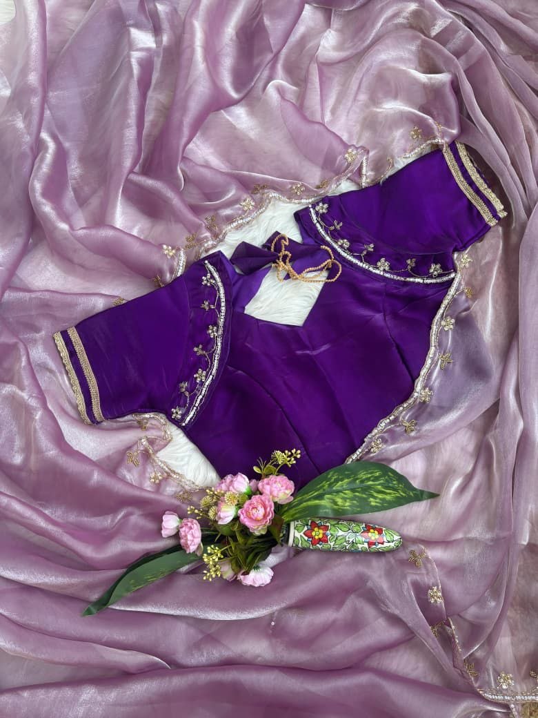 Beautifull Rimzim Silk With Beautifull Hand Work Saree