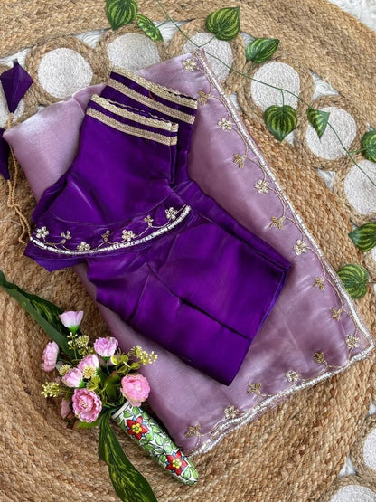 Beautifull Rimzim Silk With Beautifull Hand Work Saree