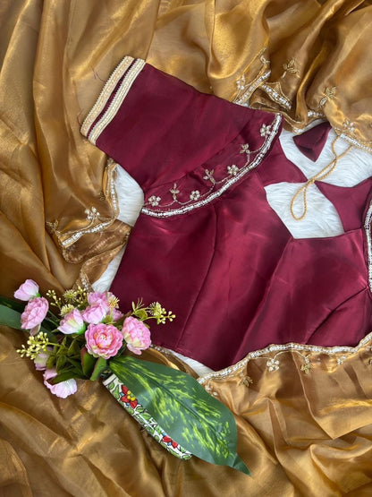 Beautifull Rimzim Silk With Beautifull Hand Work Saree