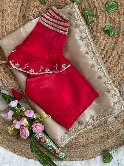 Beautifull Rimzim Silk With Beautifull Hand Work Saree