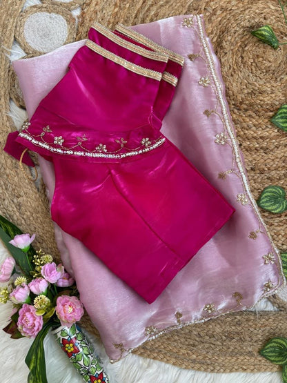Beautifull Rimzim Silk With Beautifull Hand Work Saree