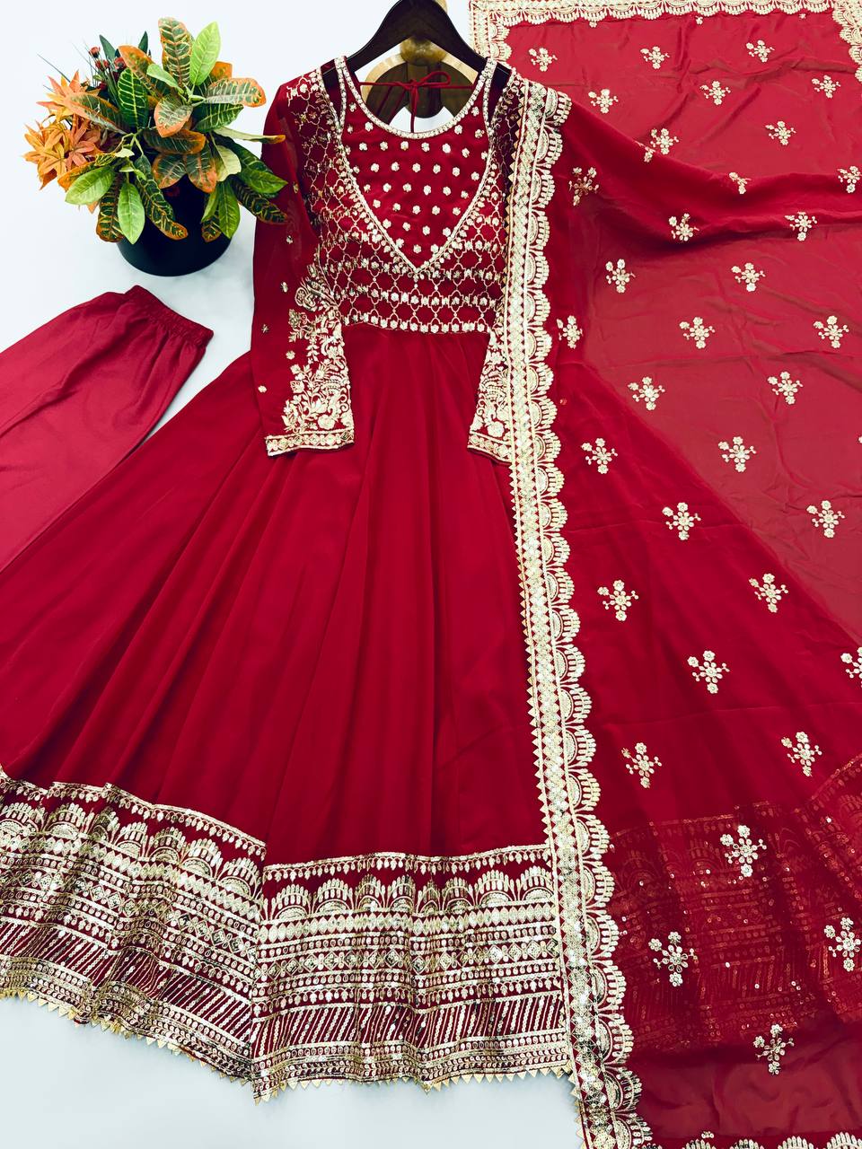 Heavy Georgette Embroidery Sequence Work Gown