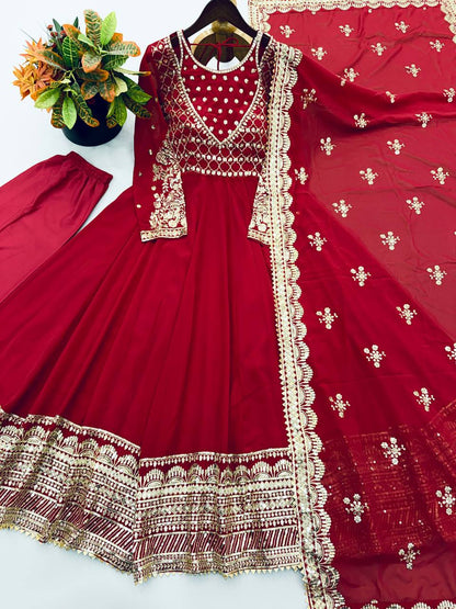 Heavy Georgette Embroidery Sequence Work Gown