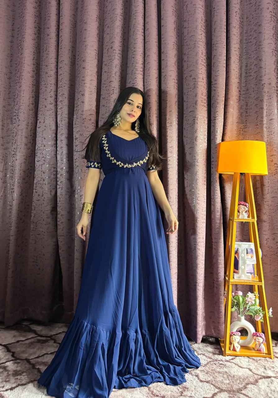 Rani Color Georgette Plain Work Gown