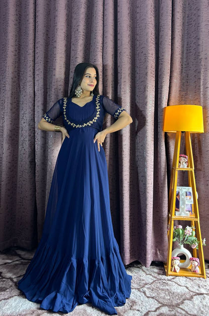 Rani Color Georgette Plain Work Gown