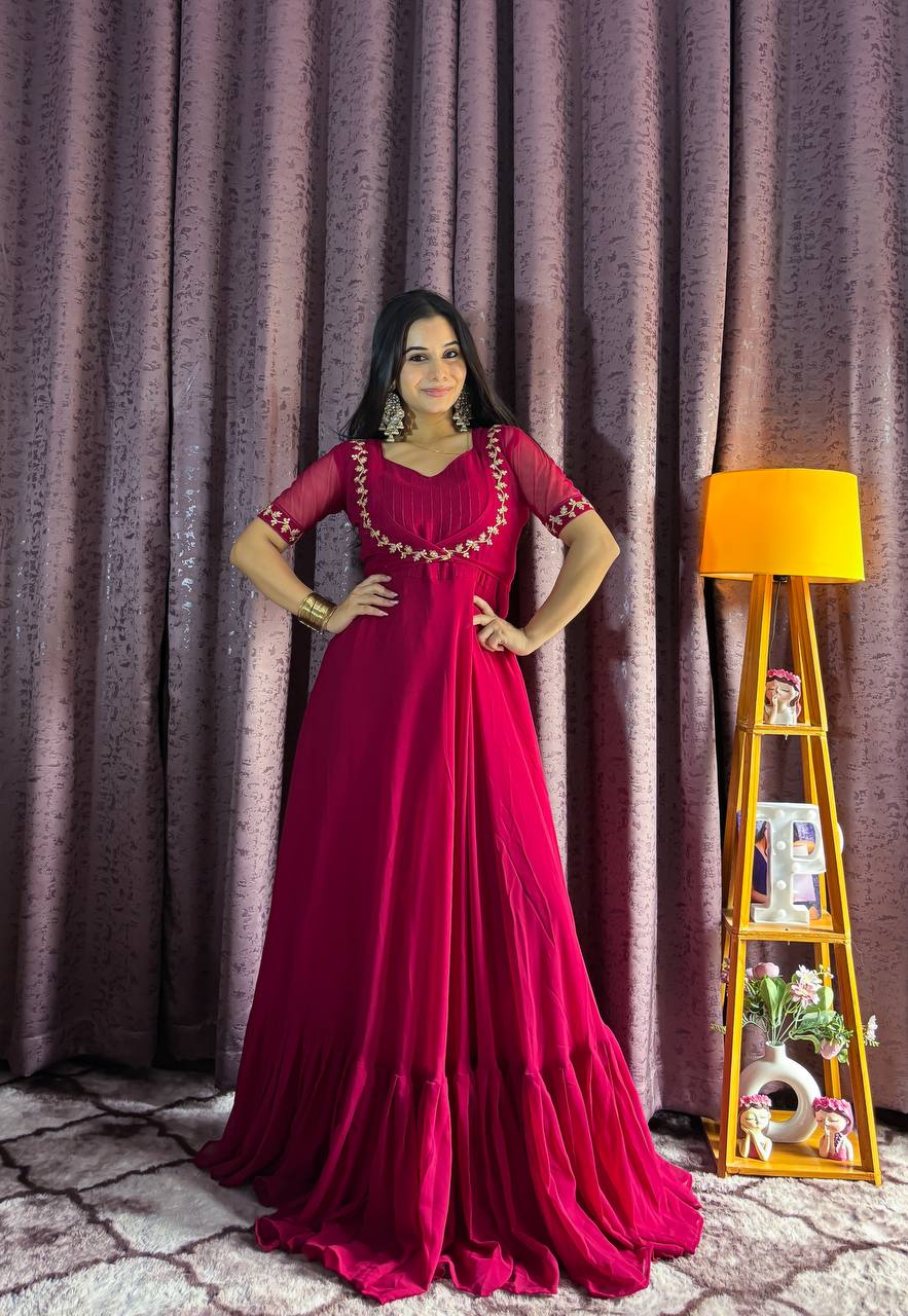 Rani Color Georgette Plain Work Gown