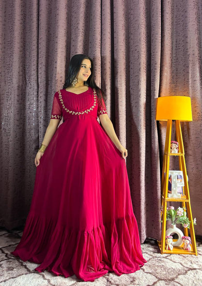 Rani Color Georgette Plain Work Gown