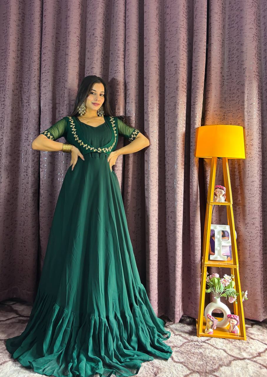 Rani Color Georgette Plain Work Gown