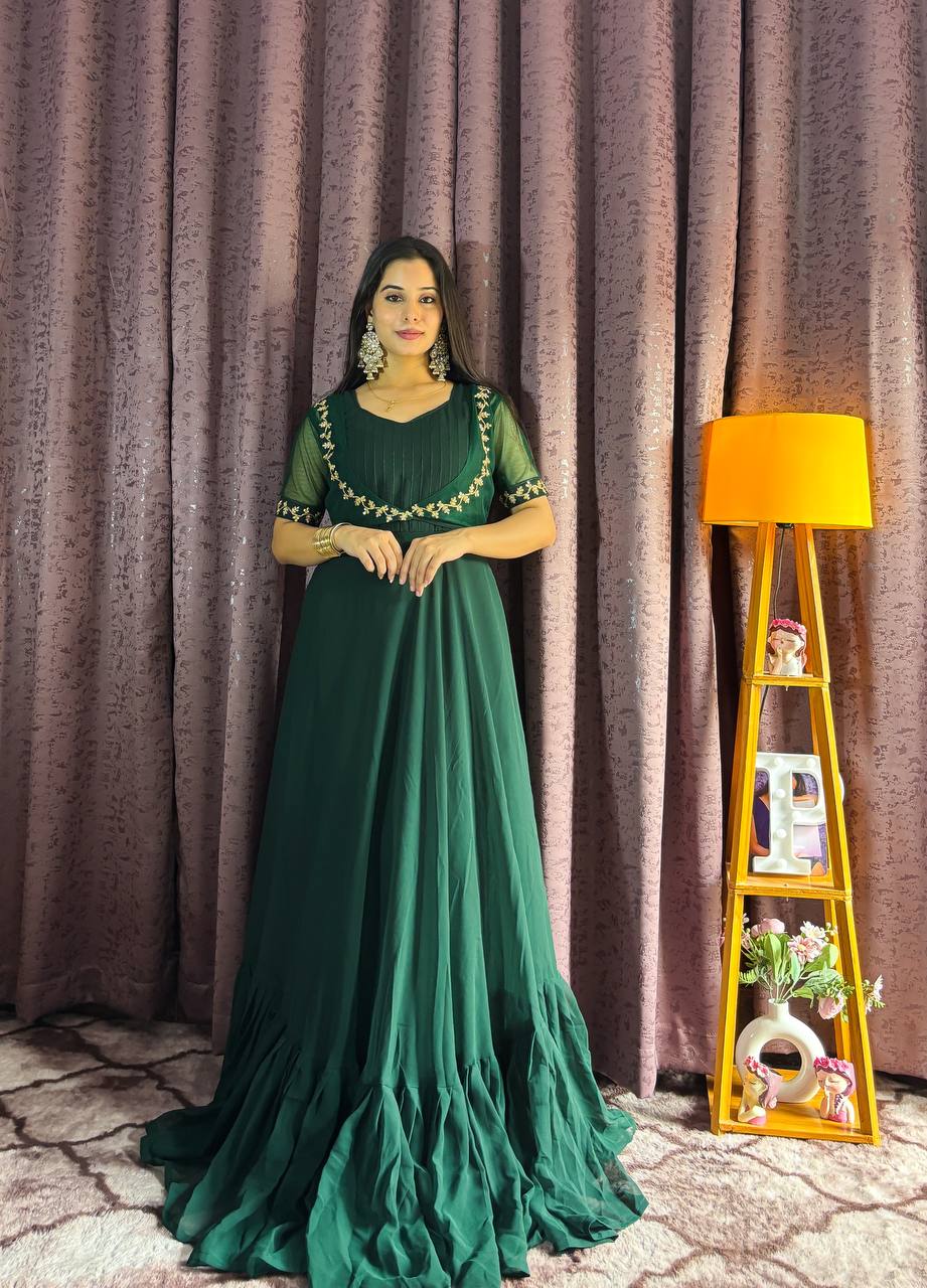 Rani Color Georgette Plain Work Gown