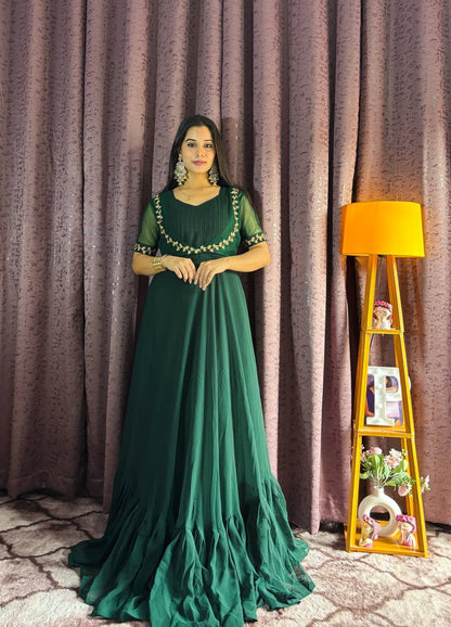 Rani Color Georgette Plain Work Gown