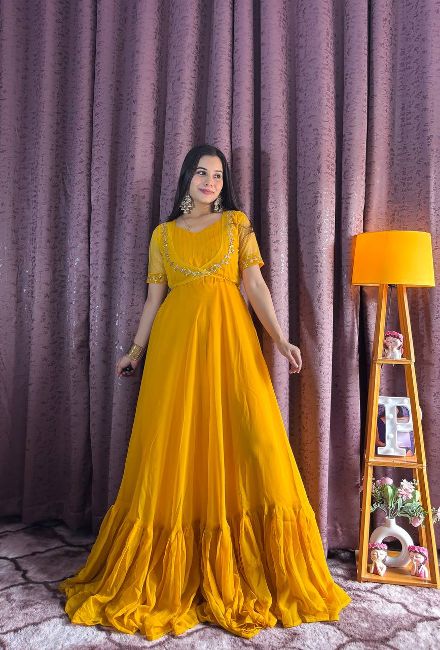 Rani Color Georgette Plain Work Gown