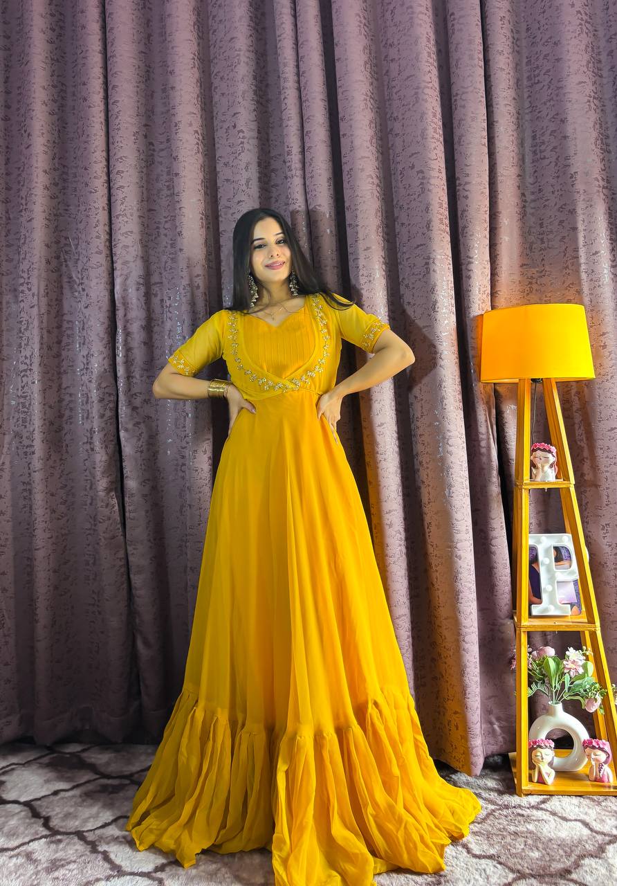Rani Color Georgette Plain Work Gown