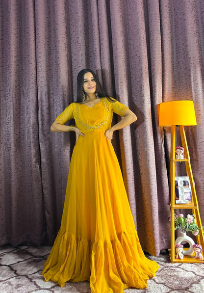 Rani Color Georgette Plain Work Gown