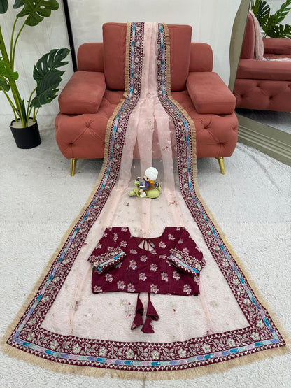 Organza Silk With Thread And Sequence Work Saree