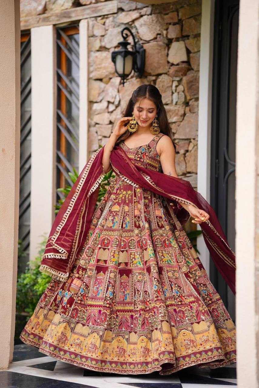 New Wear Jimmu Organza Silk With Digital Printed Gown