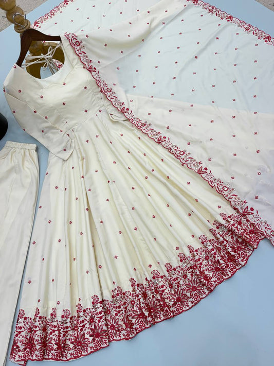 Diamond Silk Embroidery Work Aanakali suit