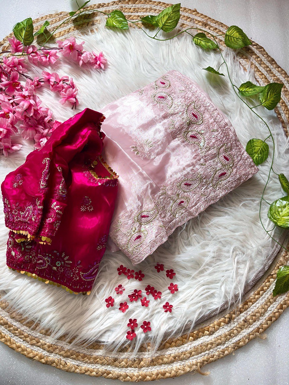 Best Selling Party Wear Jimmy Chu Saree With Stitched Blouse