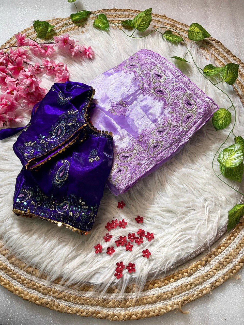 Best Selling Party Wear Jimmy Chu Saree With Stitched Blouse